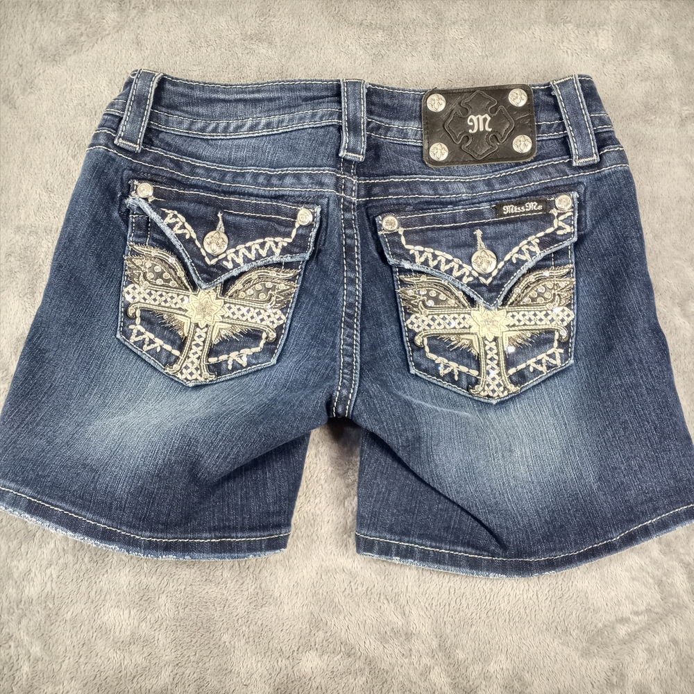 Miss Me Dark Blue Denim Women’s Shorts Size 27 - Picture 2 of 16